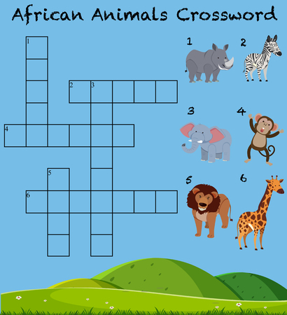 Set of  wild animal crossword game illustrationのイラスト素材