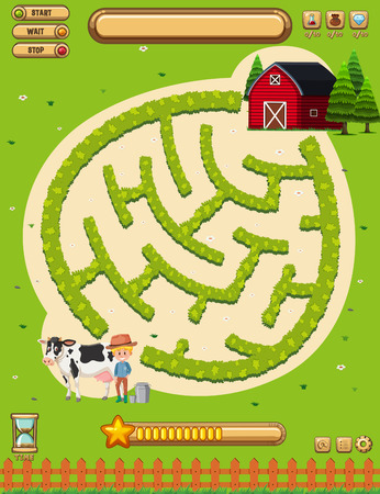 A farmland board game template illustrationのイラスト素材