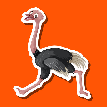 An ostrich on sticker template illustrationのイラスト素材