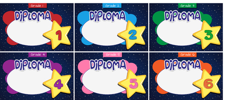 set of different dipolmas illustrationのイラスト素材