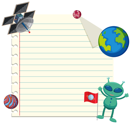 A note template space theme illustrationのイラスト素材