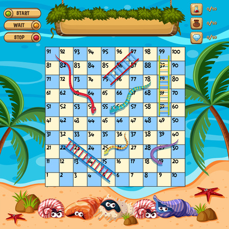 A snake ladder game template illustrationのイラスト素材