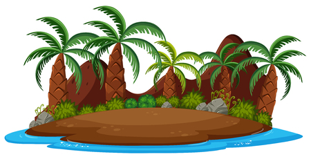 Island with palm trees  illustrationのイラスト素材