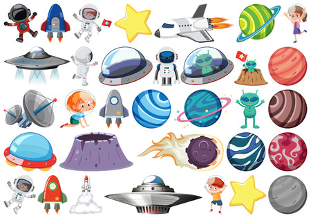 Set of solar system illustrationのイラスト素材