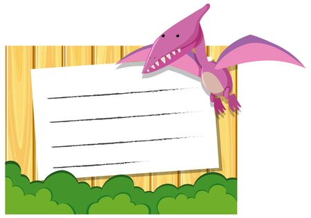 A dinosaur on note template illustrationのイラスト素材