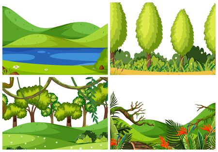 Set of nature landscape illustrationのイラスト素材