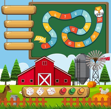 A boardgame farm template illustrationのイラスト素材
