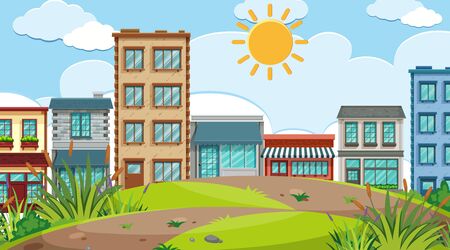 An urban city scene illustrationのイラスト素材