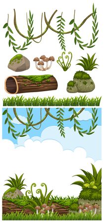 Set of nature landscape illustrationのイラスト素材