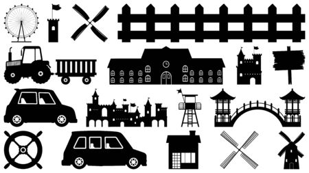 Set of black silhouettes illustrationのイラスト素材