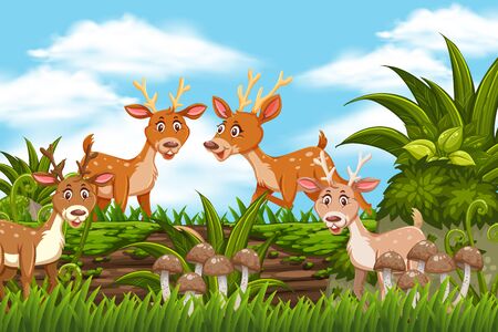 Elks in jungle scene illustrationのイラスト素材