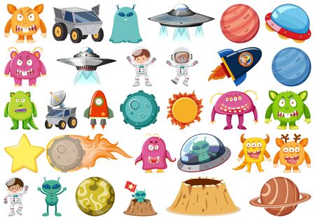 Set of isolated objects theme - space illustrationのイラスト素材