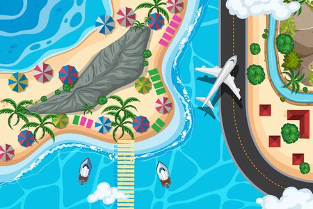 Set of aerial view scenes illustrationのイラスト素材
