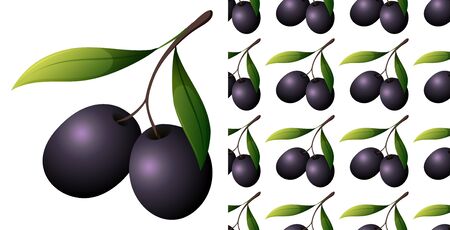 Seamless pattern of olives on white  illustrationのイラスト素材