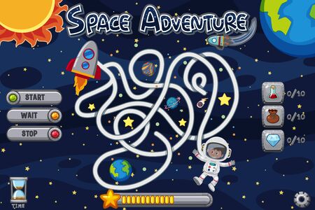 Puzzle game template with man in space illustrationのイラスト素材