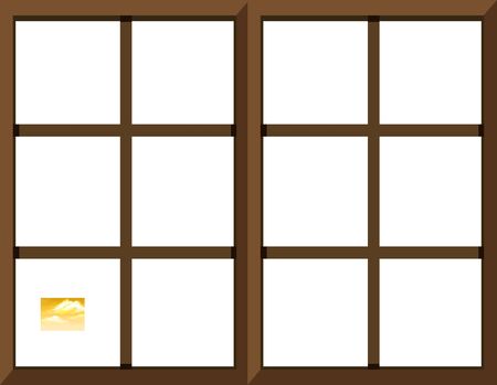 Window frame template with outside view illustrationのイラスト素材