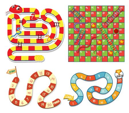 Boardgame design template in four designs illustrationのイラスト素材