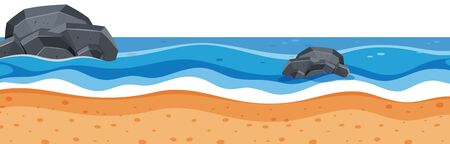 Landscape background with rocks in the sea illustrationのイラスト素材