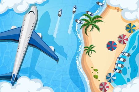 Set of aerial view scenes illustrationのイラスト素材