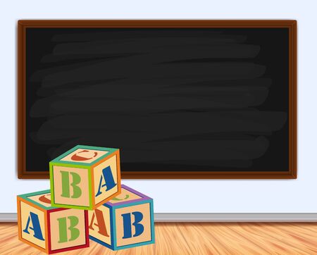 Frame design with board and blocks illustrationのイラスト素材