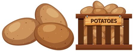 Basket full of potatoes on white background illustrationのイラスト素材