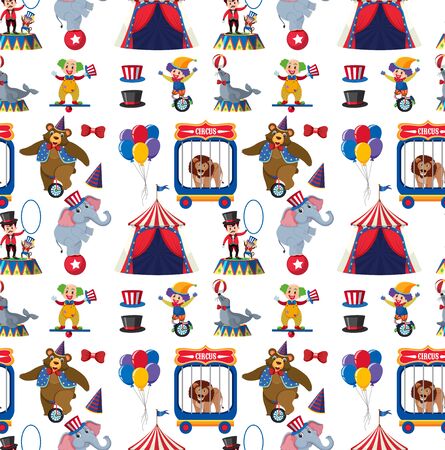 Seamless background design with circus theme illustrationのイラスト素材