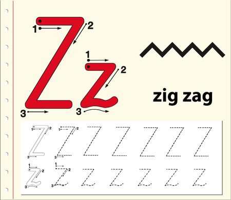 Tracing alphabet template for letter Z illustrationのイラスト素材