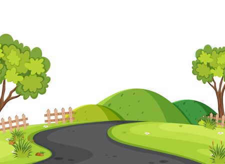 Scenery background of empty road in countryside illustrationのイラスト素材