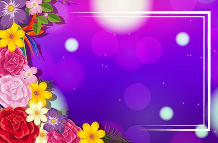 Frame template design with colorful flowers illustrationのイラスト素材