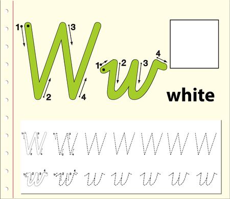 Tracing alphabet template for letter W illustrationのイラスト素材