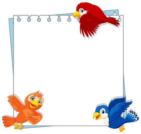 Frame design template with three birds illustrationのイラスト素材