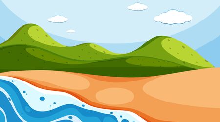 Nature scene with ocean at daytime illustrationのイラスト素材