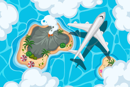 Set of aerial view scenes illustrationのイラスト素材