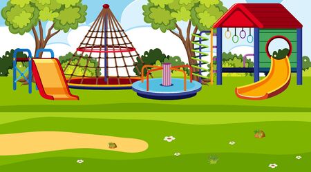 An outdoor scene with playground illustrationのイラスト素材