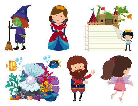 Set of isolated objects theme fairytales illustrationのイラスト素材