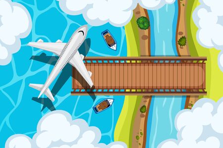 Set of aerial view scenes illustrationのイラスト素材