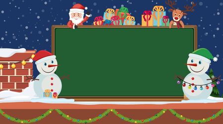 Border template with snowman and presents illustrationのイラスト素材