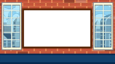 Whiteboard template on brick wall illustrationのイラスト素材