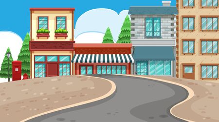 An outdoor scene with town illustrationのイラスト素材
