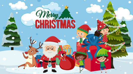 Border template with christmas theme background illustrationのイラスト素材