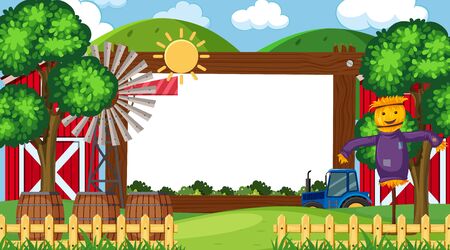Border template with farm scene in background illustrationのイラスト素材