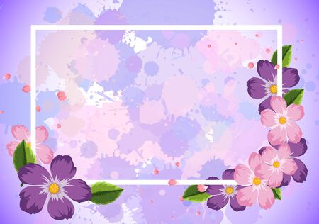 Frame template design with purple flowers illustrationのイラスト素材
