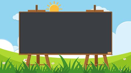 Border template with green grass in background illustrationのイラスト素材