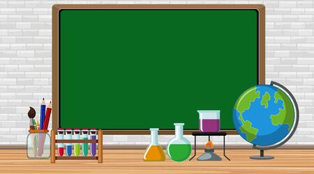 Border template with science equipments in the room illustrationのイラスト素材