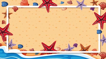 Border template with beach scene in background illustrationのイラスト素材