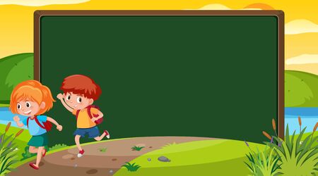 Frame design template with happy children in background illustrationのイラスト素材