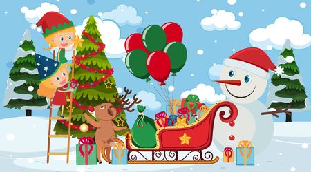 Border template with christmas theme background illustrationのイラスト素材