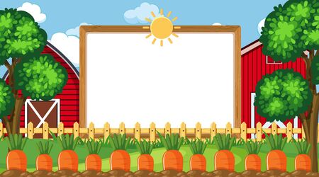 Border template with farm scene in background illustrationのイラスト素材