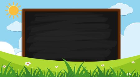 Border template with green field background illustrationのイラスト素材