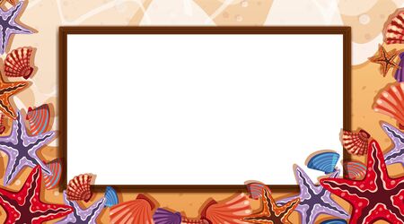 Border template with beach theme in background illustrationのイラスト素材